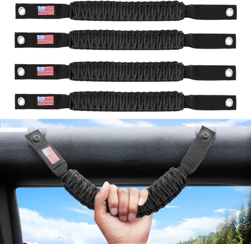 Miniatura 8 de Paquete de 4 manijas de agarre de barra antivuelco para Ford Bronco, empuñaduras de paracord para Ford Bronco 2021 2022 2023 2024 de 2 puertas / 4