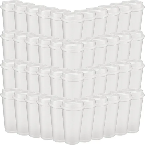 Miniatura 25 de Honeydak Paquete de 30 tazas de café reutilizables de 16 onzas con tapas, botella de agua, taza de viaje para café helado, vasos de té de plástico