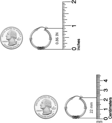 Miniatura 2 de LeCalla Pendientes de aro de plata de ley oxidados de dos tonos ligeros de peso bali para mujer, Plata de ley
