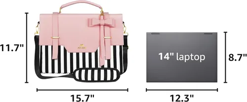 Miniatura 3 de MATEIN Bolsa para laptop para mujeres, maletín delgado de 15.6 pulgadas para computadora, funda, bolsa ligera linda y femenina de mensajero