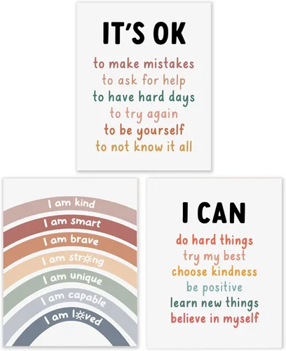 Miniatura 10 de BESERH Positive Affirmation Wall Decor, Inspirational Motivational Quote Wall Art Prints Posters for Classroom Kids Room Nursery Playroom, 12x16