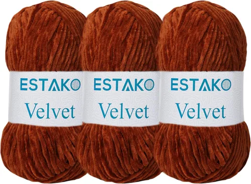 Miniatura 58 de Estako Manta de felpilla de terciopelo amigurumi para tejer y tejer, súper voluminosa, 3.53 oz (132 yardas) (1710 - naranja)