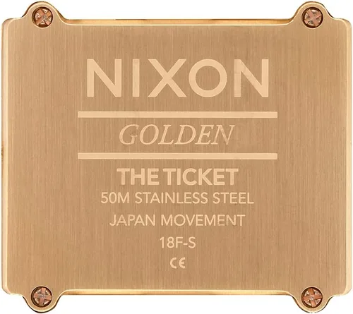 Miniatura 4 de Nixon Ticket A1262502-00 Reloj de acero inoxidable con esfera dorada de 1.339 in para mujer, Acetato azulnegro
