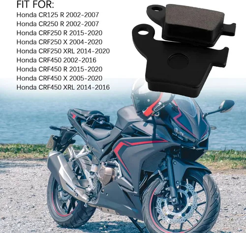 Miniatura 7 de Pastillas de freno delanteras y traseras para Honda CR125R 2002-2007, CR250R 2002-2007, CRF250R/CRF250X 2004-2017, CRF450RX 2017, CRF450X 2005-2017