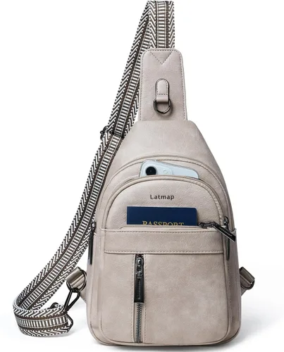 Miniatura 10 de LATMAP 7L Bolsa de Cintura para Hombres y Mujeres Mochila de Cadera Riñonera Bandolera Bolso de Hombro Cinturón de Viaje Bolso de Mano de PU Cuero