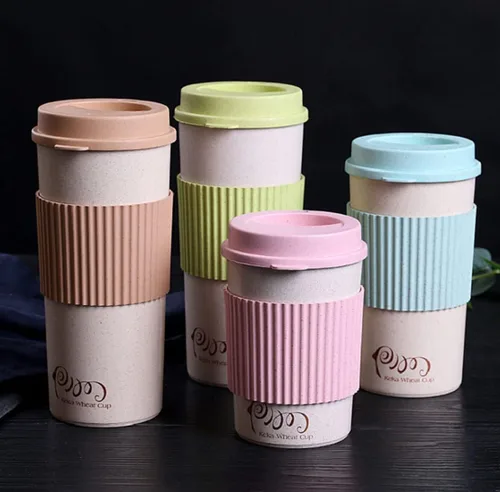 Miniatura 24 de Taza de café sellada con paja de trigo, taza de plástico portátil creativa, taza de alimentos de alto valor que acompaña a beber 16.9 fl oz/17 oz