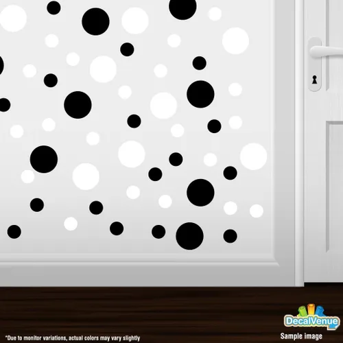 Miniatura 2 de Pegatinas de pared de vinilo negro/blanco, círculos de 2 y 4 pulgadas (30 calcomanías)