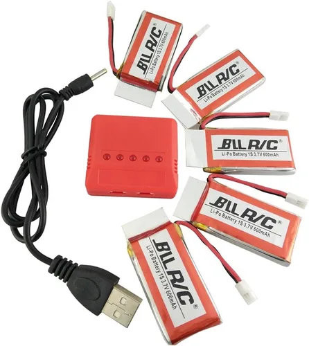 sea jump 3.7v 600mah 25c Lipo batería 5PCS con X5 cargador para UDI U45 Syma X5 X5c X5C-1 X5SW X5SC X5SC-1 SS40 FQ36 T32 T5W H42 Cx-30W Cx-31