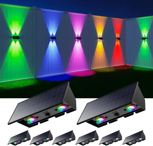 Miniatura 19 de 4 Pack Solar Powered Wall Lights for Outside Up and Down Fence Mount LED Outdoor Decorative Waterproof Lamps for Porch, Deck, Patio, Yard, Garden, 4