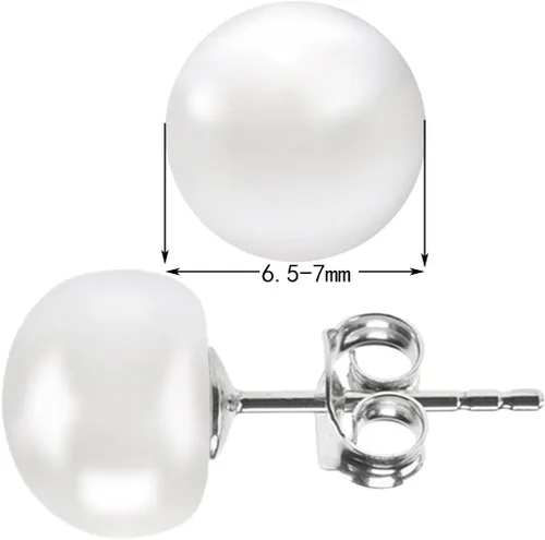 Miniatura 14 de ALYC Pearl Earrings Freshwater Pearl White Button Stud Earrings with 925 Sterling Silver for Women
