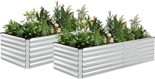 Miniatura 46 de NAVINE Cama de jardín elevada de 8 x 4 x 2 pies, macetas elevadas de metal grande, macetas para plantas al aire libre para verduras, flores