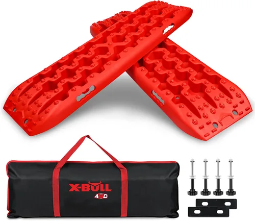 X-BULL Nuevas Pistas de Tracción de Recuperación Arena Barro Nieve Escalera para Neumáticos 4WD (Rojo, 3gen)