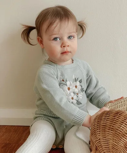Miniatura 5 de ZAXARRA Suéter de bebé niña mameluco suéter de punto bordado flor sudadera mameluco ropa de otoño infantil