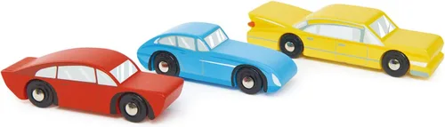 Tender Leaf Toys - Retro Cars - Juego de tres autos vintage de madera maciza fabricados con materiales de primera calidad - Fomenta el juego de