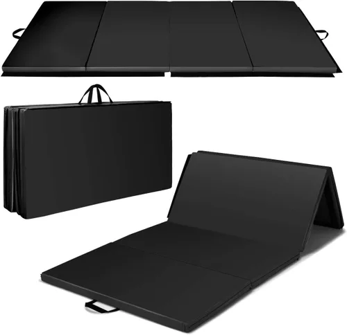 Giantex 4'x8' Gymnastics Mat, 2" Thick Folding Tumbling Mat with Carrying Handles, Foldable Gym Mat with Hook and Loop Fastener, Cheer Mats for Kids