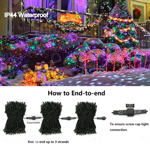 Miniatura 7 de LYHOPE Luces de Navidad, 98.4 pies, 300 luces LED de hadas de Navidad, luces blancas cálidas y multicolor, con control remoto, 11 modos, luces