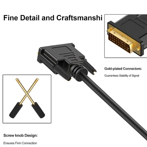 Miniatura 6 de Cable DVI a DVI de 6 pies DVI-D a DVI-D (24+1), cable de doble enlace para computadora portátil, escritorio, DVD, juegos, Monitr, HDTV, proyector
