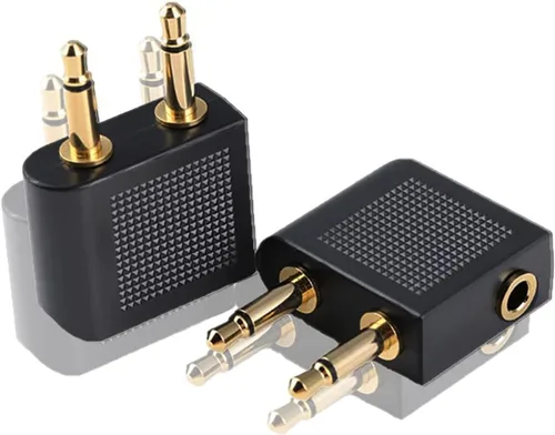 Adaptador de audio dual de 0.138 in macho a hembra para auriculares de avión, adaptador de audio de vuelo compatible con auriculares Sony WH-1000XM3