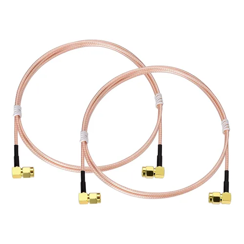 Miniatura 8 de Superbat Paquete de 2 extensiones de cable SMA, macho SMA a macho SMA macho conector de ángulo recto RG316 puente coaxial, 12 pulgadas