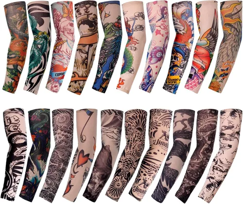 HOVEOX 20 fundas temporales de tatuaje para brazos, mangas de protección solar para brazos, mangas de tatuaje temporales, fundas para tatuajes,