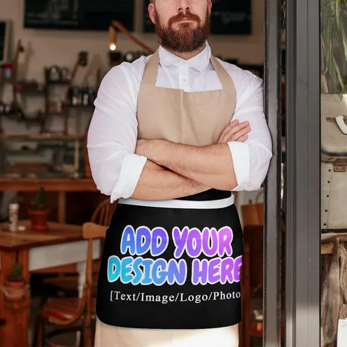 Miniatura 121 de AXKEUDO Delantal personalizado con bolsillos, delantales de cintura para camarera para cocinar en casa, restaurante, servir trabajo