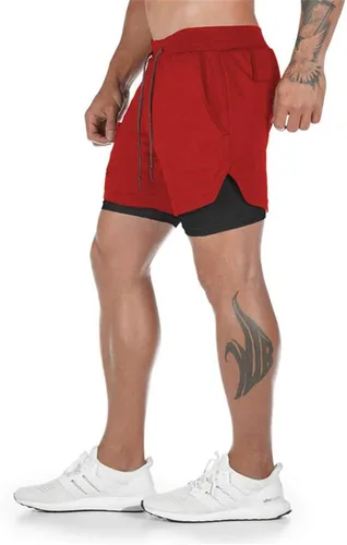 Miniatura 4 de Surenow - Pantalones cortos de correr para hombre, pantalones cortos 2 en 1 para entrenamiento, de 7 pulgadas, para yoga, deportes al aire libre