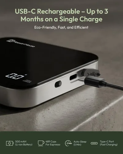 Miniatura 6 de Báscula de café mini Maestri House con temporizador, báscula de espresso recargable USB-C, báscula precisa de 2kg/0.1g para espresso y café por