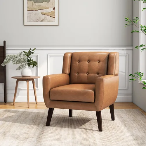 Miniatura 50 de Silla decorativa, sillas de tela moderna de mediados de siglo con brazos para sala de estar, cómodo sillón tapizado para dormitorio, sala de espera