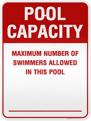 Miniatura 12 de Número máximo de nadadores permitidos en este cartel de piscina, 7 x 10 pulgadas, libre de óxido, aluminio 040, resistente a la decoloración