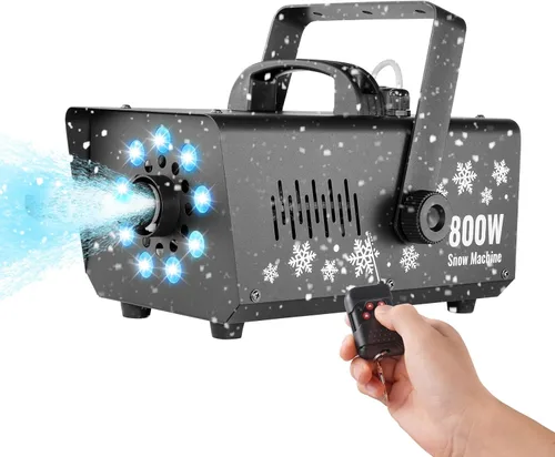 VEVOR Máquina de nieve de 800 W con 9 luces LED RGB y control remoto, efecto de nieve de alto rendimiento para Navidad, Halloween, boda, fiestas de