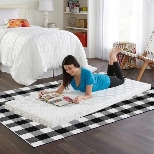 Miniatura 8 de Buffalo - Alfombra lavable de 5 x 7 pies, alfombra de algodón tejida a mano para interiores o exteriores, alfombra de área grande para sala