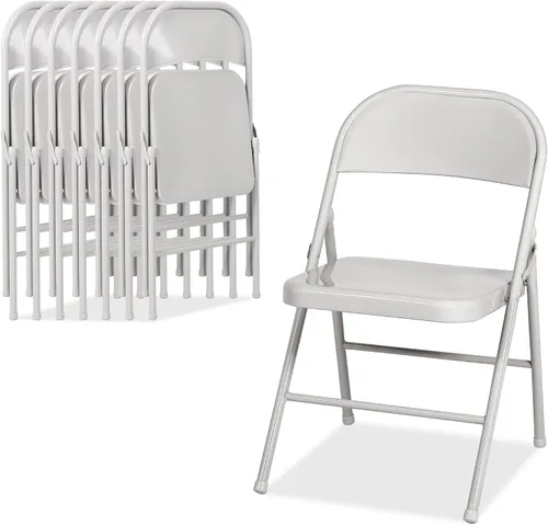 Miniatura 19 de VECELO Paquete de 8 sillas plegables con marco de metal, asiento de acero con triple soporte para oficina en casa, ahorro de espacio sin montaje