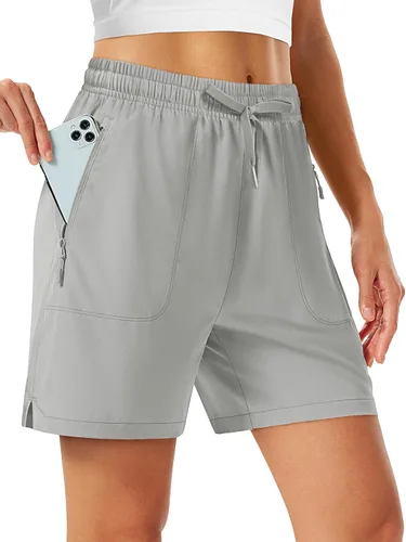 Miniatura 14 de TACVASEN Pantalones cortos de senderismo de 5 pulgadas para mujer, de secado rápido, ligeros, UPF 50+, pantalones cortos deportivos con bolsillos