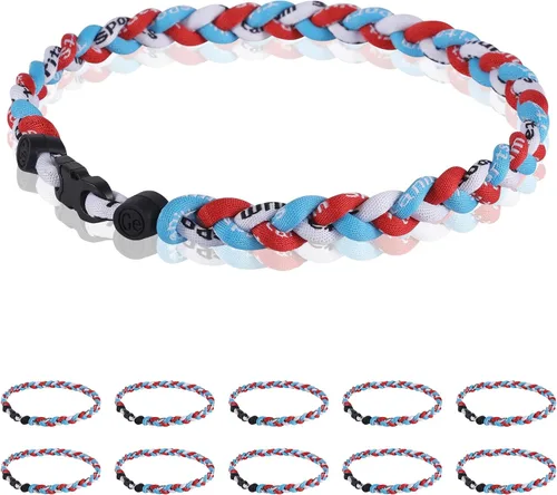 Miniatura 18 de Paquete de 12 Collares de Béisbol de 18 Pulgadas, Regalo de Equipo para Fanáticos de Béisbol, Diseño de Cuerda Tornado de Titanio Triple Trenzado