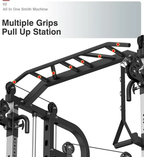 Miniatura 5 de DONOW Smith - Máquina con pilas de pesas, sistema de gimnasio en casa multifunción, jaula de potencia, estante para sentadillas, máquina cruzada