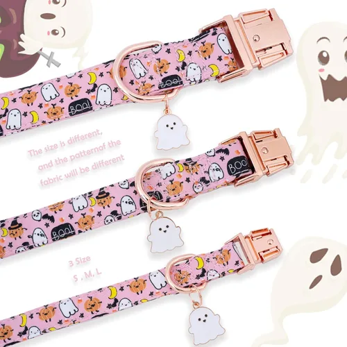 Miniatura 4 de Collar de perro con moño de Halloween de Faygarsle para otoño, collar elegante y bonito para perros pequeños, medianos y grandes, collar de algodón
