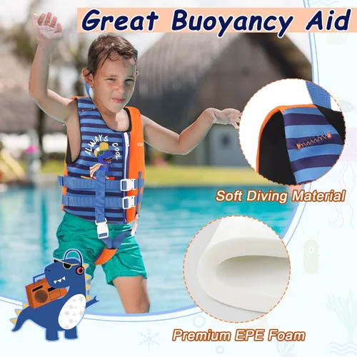 Miniatura 4 de GOSEN Chaleco de natación para niños pequeños – Chaqueta de natación para niños de 1 a 8 años (24 – 80 libras) – Flotador de piscina para niños