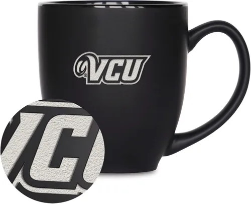 Miniatura 123 de Rico Industries - Taza de cerámica mate negra con grabado láser estándar de 15oz para NCAA (escuelas T & U) - Para bebidas calientes o frías
