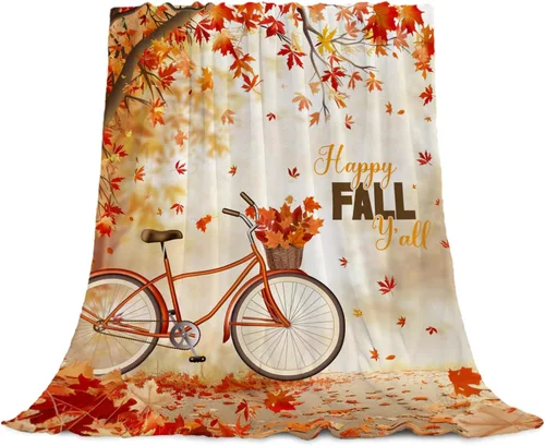 Miniatura 13 de YeeJu Manta decorativa de otoño, tamaño Queen, para Acción de Gracias, cosecha de otoño, lindas calabazas, para cama, sofá, grande, suave, Otoño-01