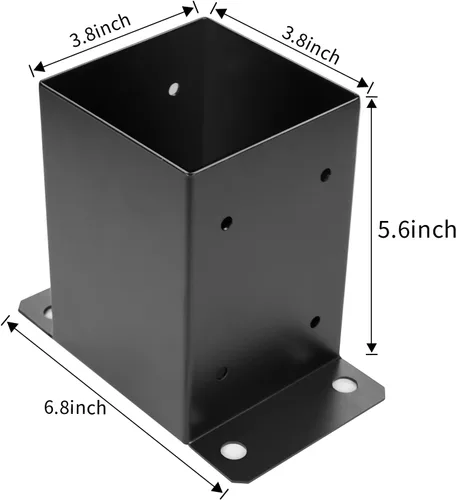 Miniatura 2 de Base de poste de 4 x 4, 10 unidades, tamaño interior de 3.6"x3.6" Base para Poste de Terraza, Soportes de Poste de Metal Resistente