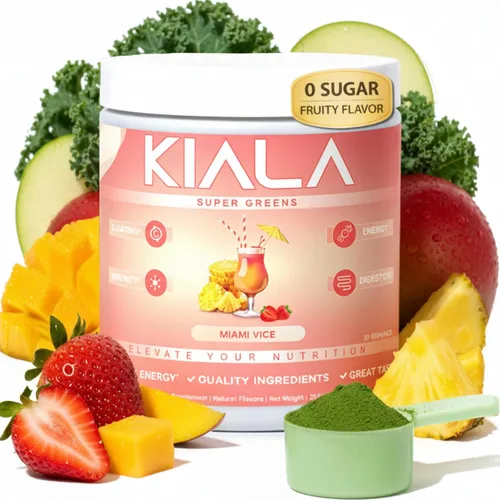 Miniatura 12 de Kiala Nutrition Super Greens, Polvo de vegetales orgánicos con espirulina y clorella para la digestión, salud intestinal, inmunidad, energía, sin