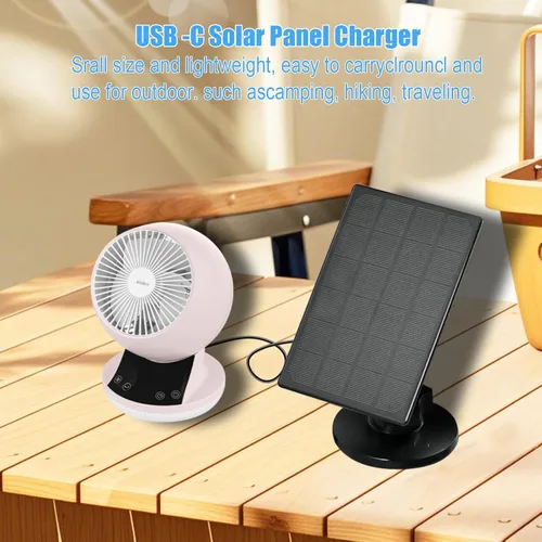 Miniatura 7 de Zivif Panel solar para cámara de seguridad, cargador solar de 2 W con puerto micro USB y USB-C para cámara de batería recargable, con soporte
