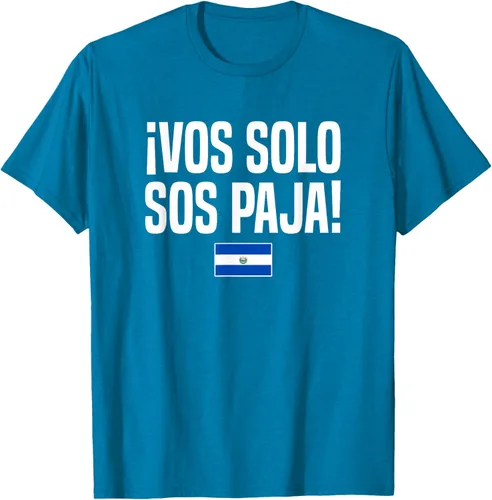 Miniatura 10 de Camiseta Vos Solo Sos Paja Salvadoran Slang Bandera de El Salvador, Negro