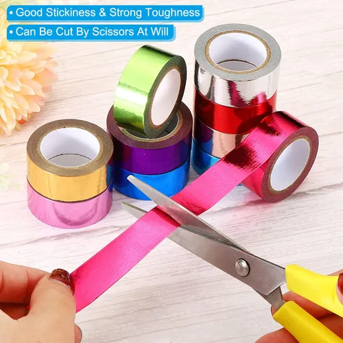 Miniatura 4 de PATIKIL Cinta adhesiva metálica Washi de 0.591 in x 16.4 ft, paquete de 6 calcomanías adhesivas de papel de arte para bricolaje, manualidades, Rosa