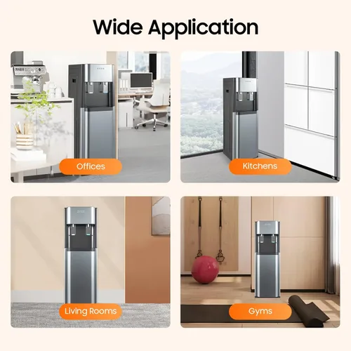 Miniatura 5 de Dispensador de agua de carga inferior, dispensador de agua de acero inoxidable de 5 galones, 3 ajustes de temperatura, agua caliente, fría
