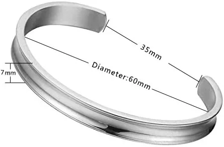 Miniatura 2 de Zuo Bao Stainless Steel Bracelet Grooved Cuff Bangle for Women Girls