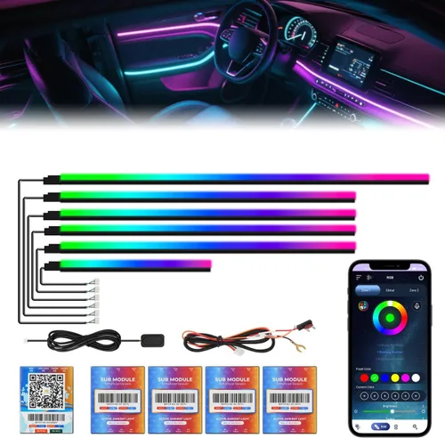 Miniatura 20 de Luces interiores acrílicas Dreamcolor para automóvil, accesorios para automóvil WEBUPAR 2 en 1, tira de luces LED para automóvil con control