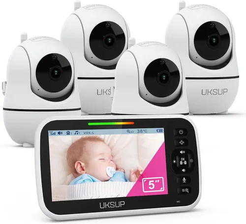 Miniatura 7 de UKSUP Monitor de bebé con cámara y audio - Monitor de vídeo para bebé con largo alcance de 292 m, pantalla panorámica remota con inclinación y zoom