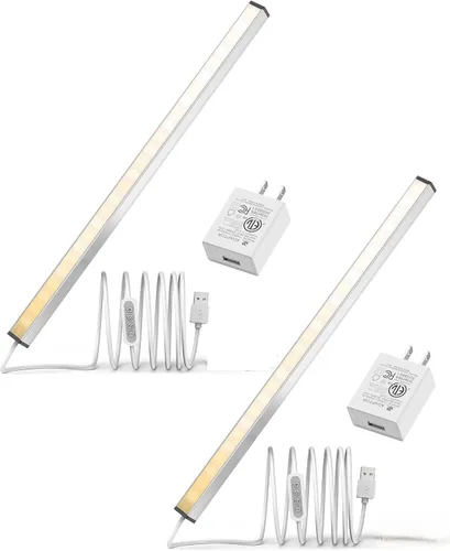Miniatura 7 de ASOKO Iluminación LED para debajo de gabinete, 3 colores cambiantes (2700K, 4000K, 6000K), 14.5 pulgadas enchufe USB para debajo del escritorio, luz