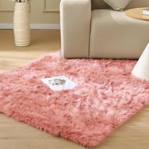 Miniatura 20 de ORINOVA Alfombras de pelo sintético lavable de color gris plateado claro para dormitorio, alfombra de felpa para sala de estar, alfombra